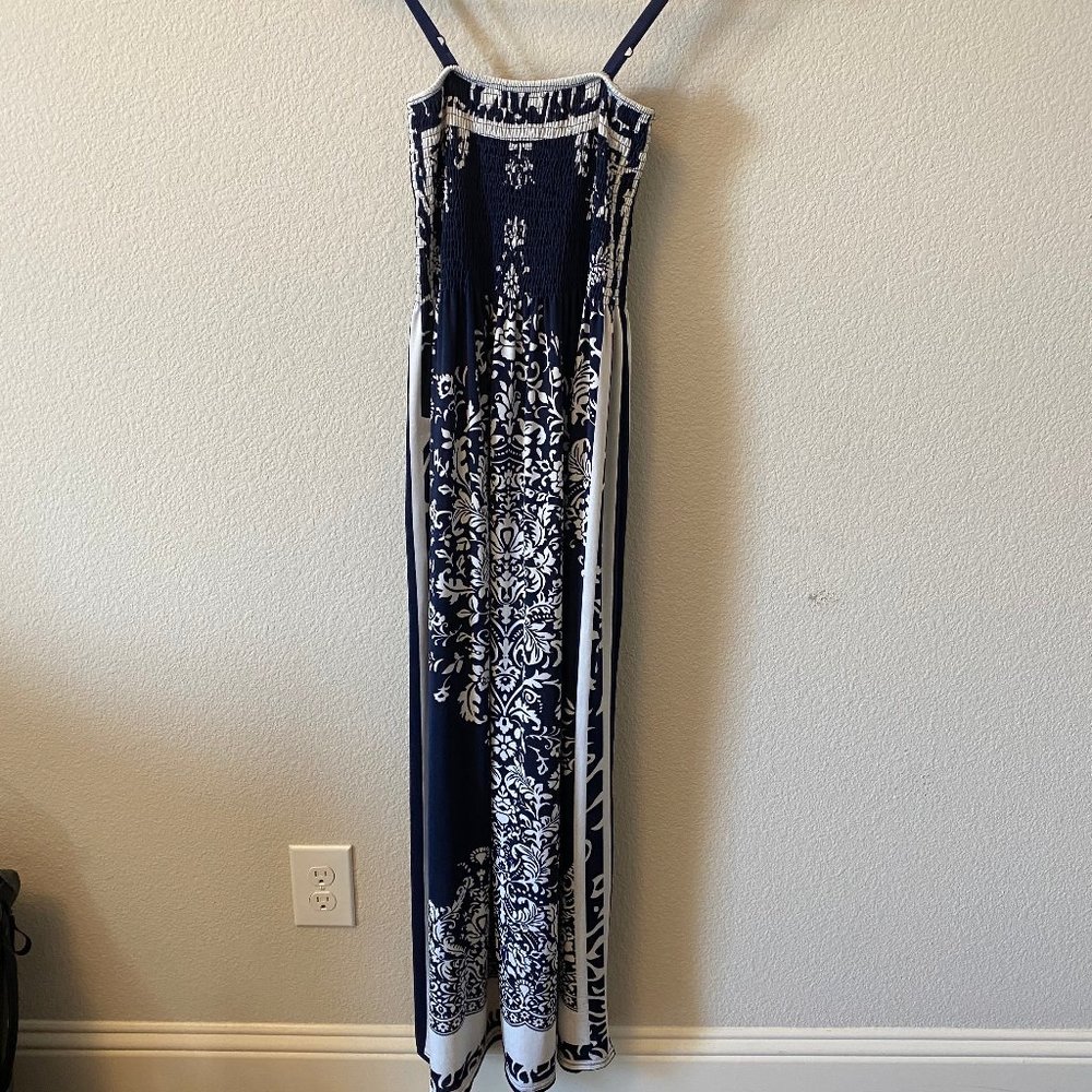 Blue White Floral Hawaii Dress